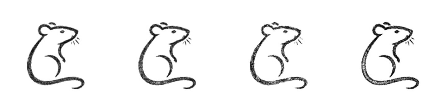 Sketch black and white rat logo design set
