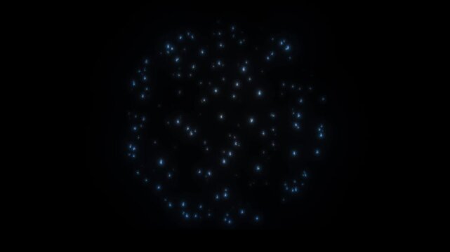 青に輝く花火が夜空に大輪を咲かせる夏の打ち上げ花火アニメーション
