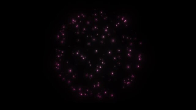 ピンクに輝く花火が夜空に大輪を咲かせる夏の打ち上げ花火アニメーション