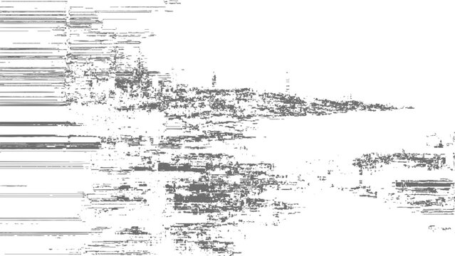 Abstract digital glitch texture on white background horizontal pixel sorting lines distressed data distortion overlay