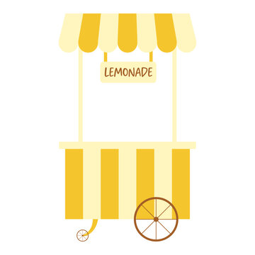 Summer Lemonade Stand Cart Vector Illustration for Fresh Citrus Drink Business and Market Booth