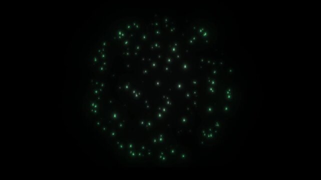 緑に輝く花火が夜空に大輪を咲かせる夏の打ち上げ花火アニメーション