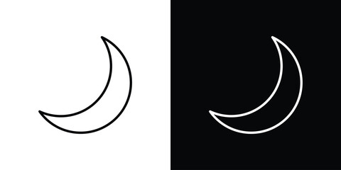 Moon icon symbols with editable linear style © Sara