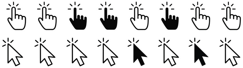 Fototapeta premium Cursor Icon Collection Representing Arrow Pointer Hand Click Selection Hover and Navigation Actions for Websites Applications and User Experience Vector Designs