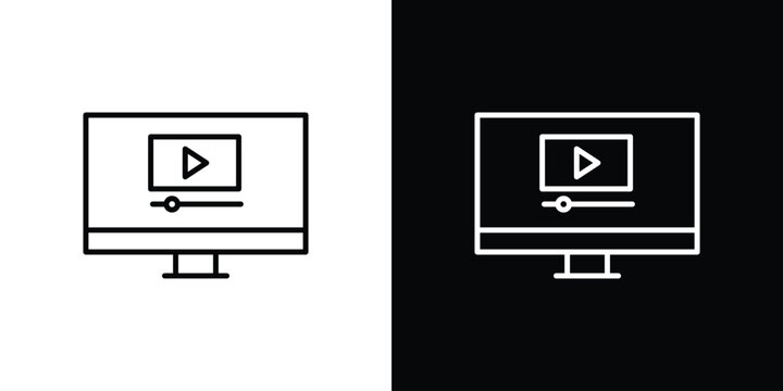 Online course icon symbols with editable linear style