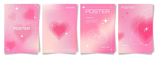 Y2K Modern Abstract Posters Design In Acid Style Retro Futuristic Retro Elements perspective grid circle Vintage Cyberpunk Trendy graphic Art Abstract element graphic lines wireframes futuristic shape © T. Lusin