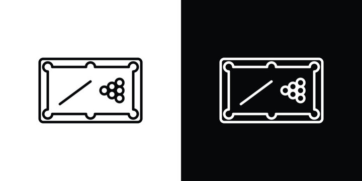 Pool table icon symbols with editable linear style