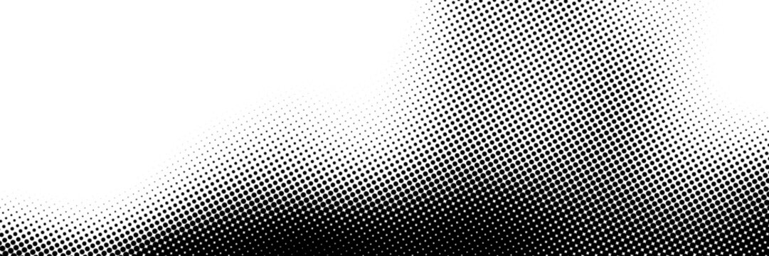 Grunge halftone gradient background. Faded grit noise texture. White and black sand wallpaper. Retro pixelated backdrop. Anime or manga style comic overlay. Vector graphic design textured template