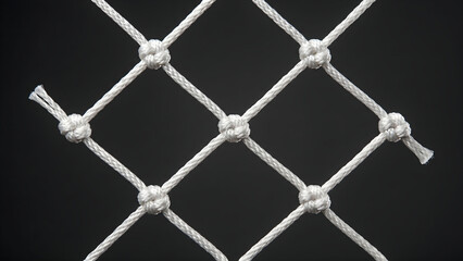 Studio shot macro detail of a white goal net segment over a dark background © Rifqi