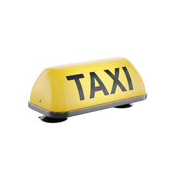 Yellow taxi roof sign isolated on transparent background for urban transportation and cab service design