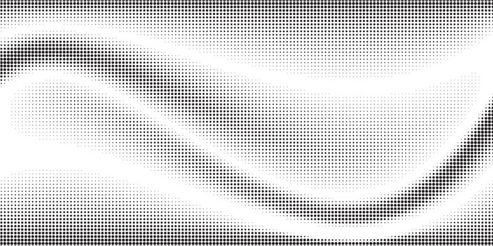 Halftone gradient. Dotted gradient, smooth dots spraying and halftones dot background seamless horizontal geometric pattern vector template set.