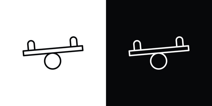 Seesaw icon symbols with editable linear style