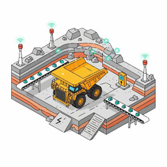 Large Yellow Mining Dump Truck Vehicle. © pras