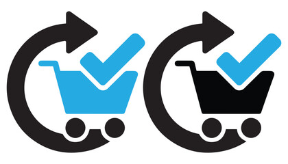 Shopping cart with checkmark symbols for ecommerce and retail completion shopping checkout checkmark ecommerce approval transaction business © MDAREFIN