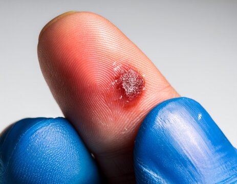 acute paronychia finger infection with red swollen skin and pus near nail cuticle