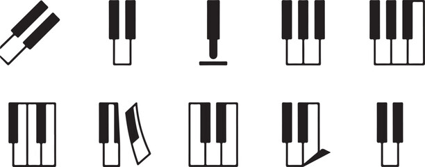 Piano keyboard vector icons, black and white piano keys, musical instrument elements © fksamia
