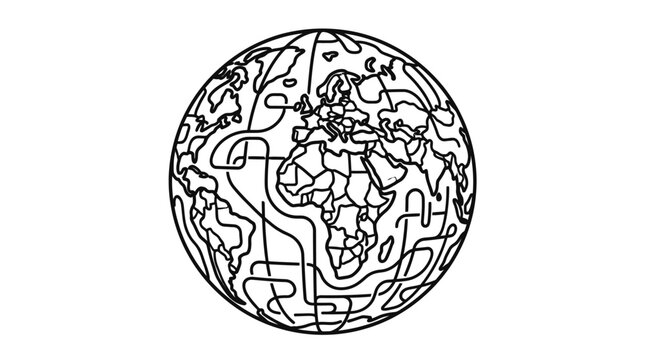 Black and white globe earth map.