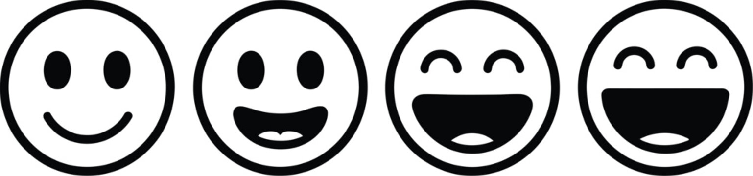 Happy Smiley Face Emoticon Line Art Icon for Apps and Websites