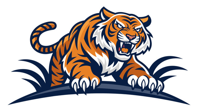 Aggressive Tiger Sports Mascot Logo Vector Illustration