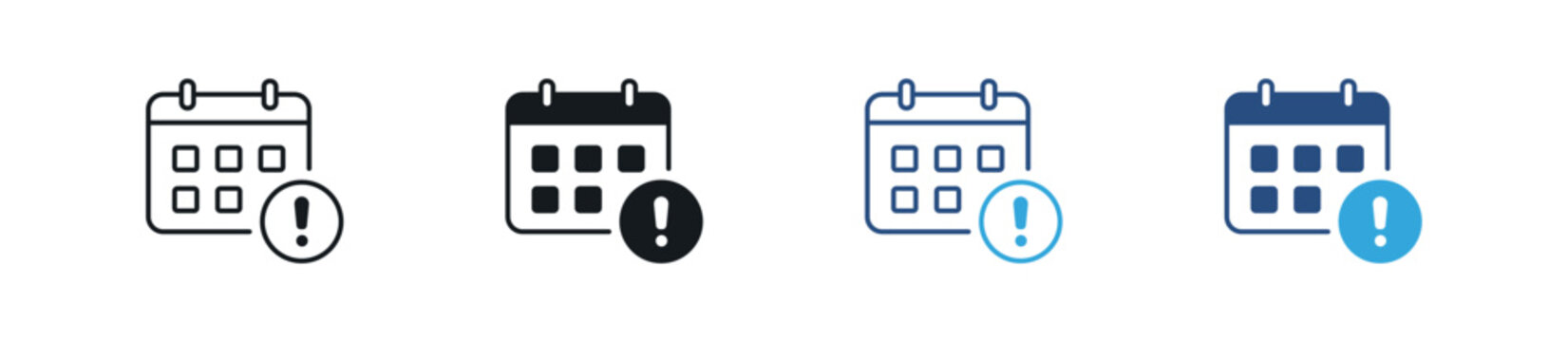 Deadline Icon Set. Schedule Reminder, Event Notification and Time Management Symbols. Vector Illustration.