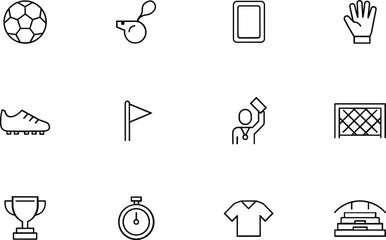 Sports equipment and competition icons collection featuring soccer, athletics and championship game symbols vector © Mstkohinur