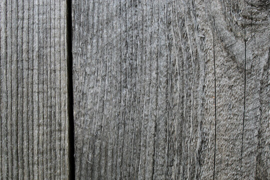 Weathered grey barn wood texture background with rustic vertical timber planks showing rough natural grain details.