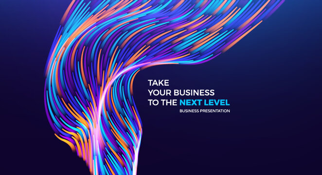 Energy flow is directed upward. Business concept of growth and development. Creative particle dynamics. Vector for brochure, poster, cover, card, presentation, flyer or banner.