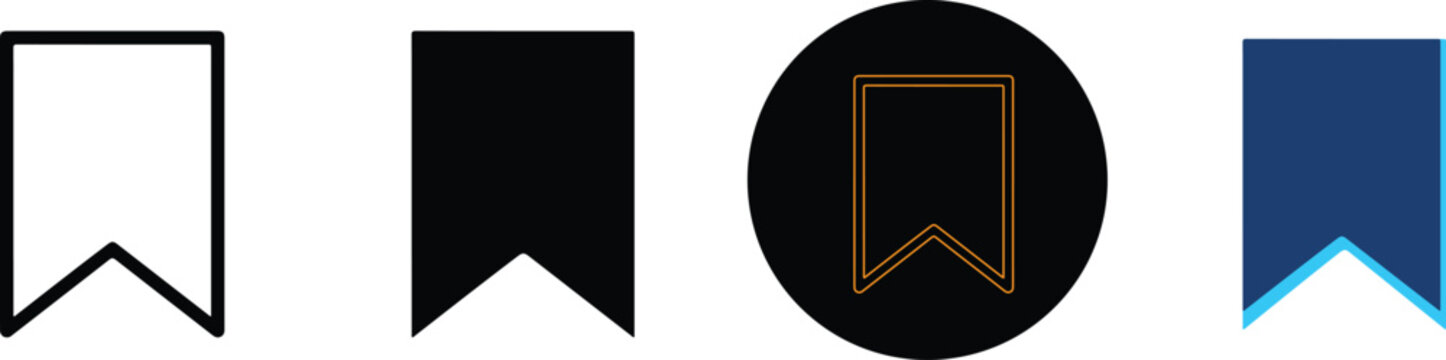 A Set Of Four Varied Bookmark Interface Icons