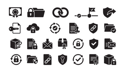 Fototapeta premium Digital security and data privacy icon set with security encryption protection