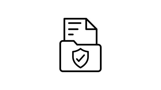 File data security animated icon. Document folder organization with shield protection animation motion video