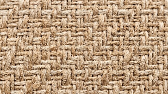 Natural Woven Jute Basket Weave Fiber Texture Background Close Up
