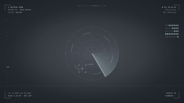 Futuristic Sci-Fi HUD Radar Scan Overlay in Teal and Gray Colors