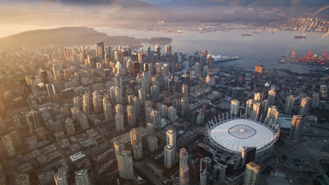 Aerial view of a Vancouver, BC