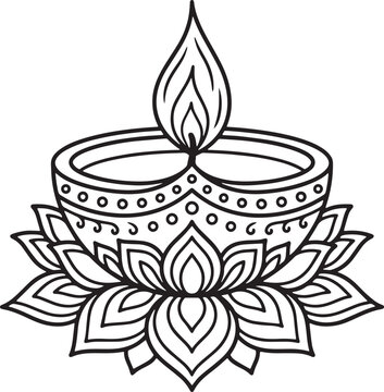 Diwali oil lamp illustration traditional deepa design for festival celebrations