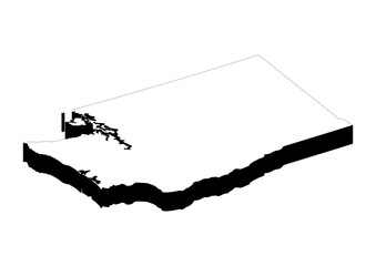 Fototapeta premium Isometric 3D Map of Washington - 1-Bit Vector Outline