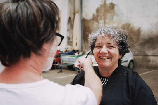 POV portrait Haircut With a Smile