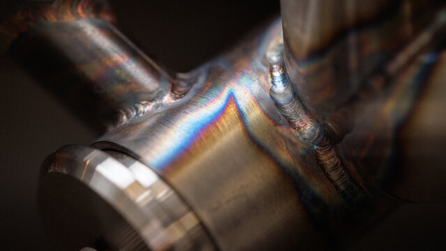 Close up of welds on a bike frame