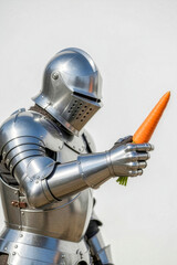 Naklejka premium Medieval Knight Holding Carrot Forward