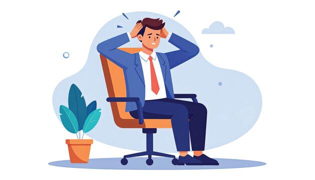 Man in business attire looking stressed.