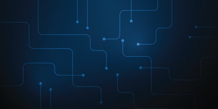 Dark Blue Technology Circuit Board Background - Futuristic Digital Connectivity Pattern for Web Design, Cyber Security, AI Wallpapers - Professional High-Quality Modern Vector Graphic