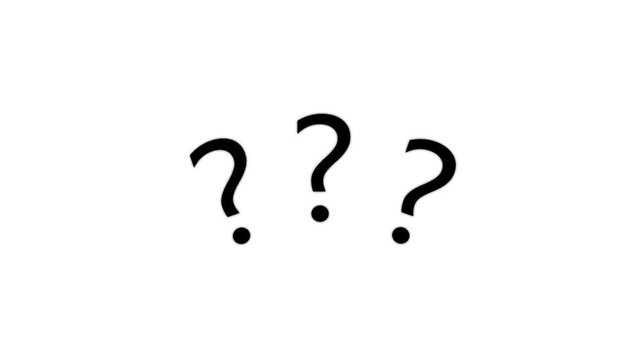 Three Minimalist Question Marks Animation on Black Background 4K