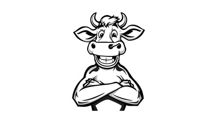 Fototapeta premium Smiling Cow Portrait with Crossed Arms