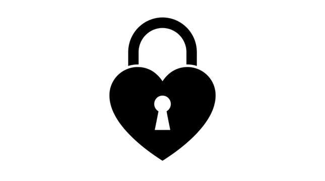 Heart shaped lock icon symbol.