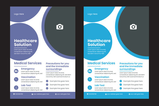 Corporate simple healthcare and medical flyer design layout. Modern healthcare and medical flyer or poster design layout, leaflets decoration for printing and presentation vector, cover a4 template de