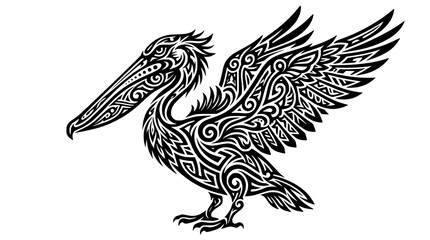 Fototapeta premium Tribal Pelican Tattoo Design Vector Illustration