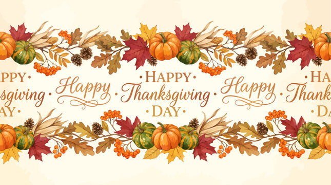 Autumn Leaves Frame Border with Pumpkins Thanksgiving Harvest Background Orange Maple Foliage Seasonal Halloween Decoration Vector Illustration