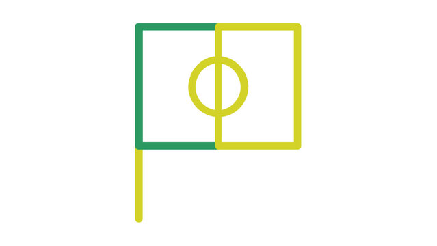 Clean flat vector line icon of a soccer linesman flag, ideal for football officiating apps, match rules guides, referee training, and sports UI.