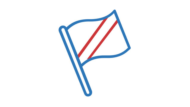 Clean flat vector line icon of a linesman flag for soccer referee signals, ideal for sports rules, match officiating, and tournament UI design.