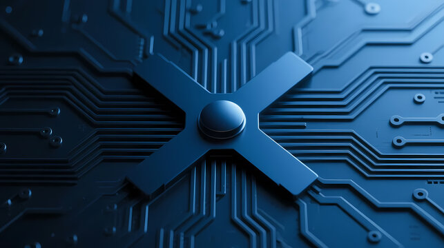 Blue shield on circuit board background