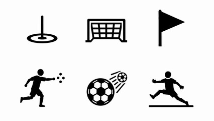 Soccer Icons: Goal, Player, Ball, Corner Flag, Target © Wilujeng Graphic